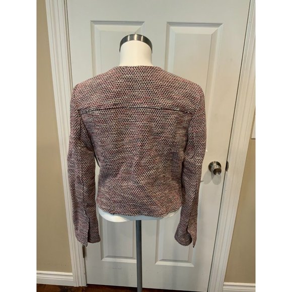 Theory Pink, Blue & White Tweed Zip-Up Jacket, Size 10 - Picture 6 of 7
